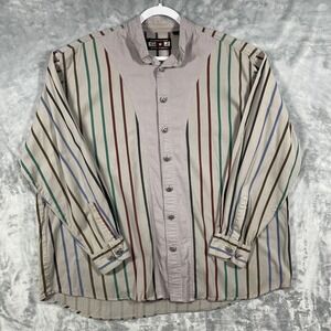 Gordon James Mens XXL 100% Cotton Striped Button Down Shirt Western Style